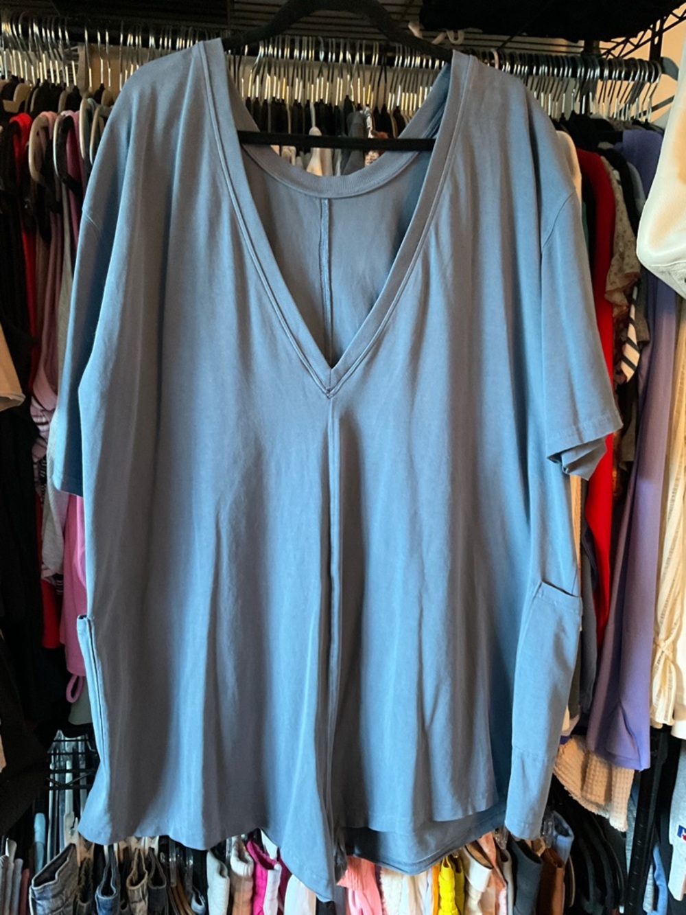 Free People Dusty Blue Hot Shot  Romper XL